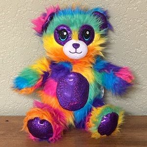 Build A Bear Shaggy Bear Rainbow Plush Stuffed Animal Tie Dye 9” EUC